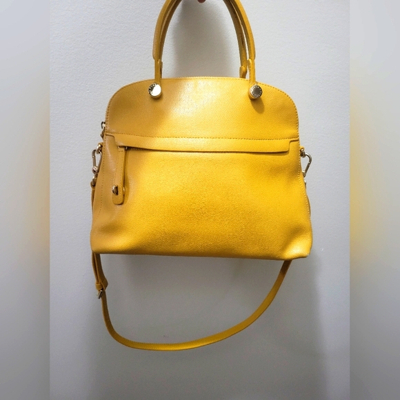 Furla Handbags - Furla Leather Mustard Dual Strap Handbag With Crossbody Strap